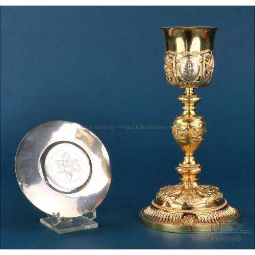 Antiguo cáliz francés barroco en plata dorada. París, Francia, 18191838