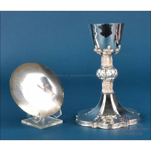 Antiguo Cáliz y Patena de Plata. Granada, España, circa 1900