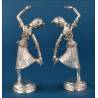 Pair of Indian dancer sculptures in 900 silver, c. 1960