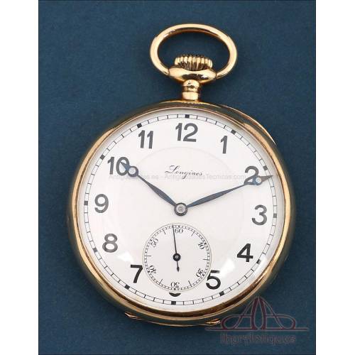 Antiguo Reloj de Bolsillo Longines en Oro de 18K, Suiza, c. 1920