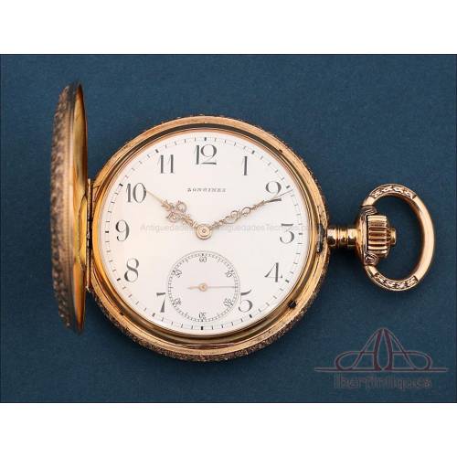 Antiguo Reloj de Bolsillo Longines en Oro de 18K, Suiza c. 1890