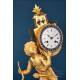 'The Magic Lantern', Antique Empire Gilded Bronze Clock, France, XIX cent.