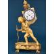 'La Linterna Mágica'. Antiguo reloj imperio de bronce dorado. Francia, siglo XIX