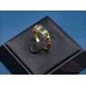 18K Gold Ring, 4 Diamonds and 3 Natural Emeralds, 1980s
