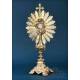 Antigua Custodia de Plata Dorada. Completa. 71 cms. Francia, s. XIX