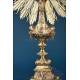 Antique Gilt Silver Monstrance. Complete. 28 in. France, 19th Cent.