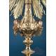 Antique Gilt Silver Monstrance. Complete. 28 in. France, 19th Cent.