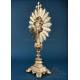 Antique Gilt Silver Monstrance. Complete. 28 in. France, 19th Cent.