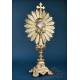 Antique Gilt Silver Monstrance. Complete. 28 in. France, 19th Cent.