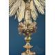 Antique Gilt Silver Monstrance. Complete. 28 in. France, 19th Cent.