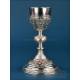 Antique Silver Chalice. Enameled Crosses. Valencia, Spain, 1942
