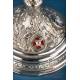 Antique Silver Chalice. Enameled Crosses. Valencia, Spain, 1942