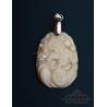Japanese Mother of Pearl Amulet with Hawk and Shippo Symbol, Ca. 1970