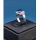 Vintage white 18 K gold ring with 7,94 ct. sapphire and 8 natural diamonds