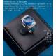 Vintage white 18 K gold ring with 7,94 ct. sapphire and 8 natural diamonds