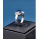 Vintage white 18 K gold ring with 7,94 ct. sapphire and 8 natural diamonds
