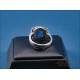 Vintage white 18 K gold ring with 7,94 ct. sapphire and 8 natural diamonds
