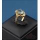 Vintage 18K Gold Ring with Oval Rutilated Quartz + 8 Natural Diamonds
