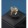 Vintage 18K Gold Ring with Oval Rutilated Quartz + 8 Natural Diamonds