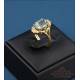 Vintage 18K Gold Ring with Oval Rutilated Quartz + 8 Natural Diamonds