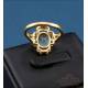 Vintage 18K Gold Ring with Oval Rutilated Quartz + 8 Natural Diamonds