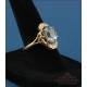 Vintage 18K Gold Ring with Oval Rutilated Quartz + 8 Natural Diamonds