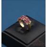 Vintage 9K gold ring, natural rubies and genuine diamonds