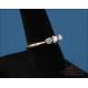 Vintage 18 K gold trilogy ring with three central natural diamonds