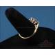 Anillo trilogía vintage de oro 18K con tres diamantes naturales centrales