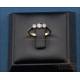 Vintage 18 K gold trilogy ring with three central natural diamonds