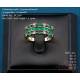 Vintage 9K gold ring, 16 natural emeralds and 8 genuine diamonds