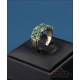 Anillo vintage de oro 9K con 16 esmeraldas naturales y 8 diamantes auténticos