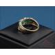 Anillo vintage de oro 9K con 16 esmeraldas naturales y 8 diamantes auténticos