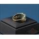 Anillo vintage de oro 9K con 16 esmeraldas naturales y 8 diamantes auténticos