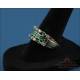 Anillo vintage de oro 9K con 16 esmeraldas naturales y 8 diamantes auténticos