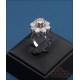 Rosette ring with 9 diamonds in 18K white gold, with certificate