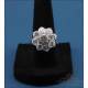 Rosette ring with 9 diamonds in 18K white gold, with certificate