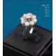 Rosette ring with 9 diamonds in 18K white gold, with certificate