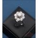 Rosette ring with 9 diamonds in 18K white gold, with certificate