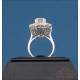 Rosette ring with 9 diamonds in 18K white gold, with certificate