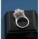 Rosette ring with 9 diamonds in 18K white gold, with certificate