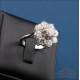 Rosette ring with 9 diamonds in 18K white gold, with certificate