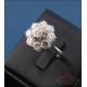 Rosette ring with 9 diamonds in 18K white gold, with certificate