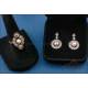 Conjunto Vintage de anillo y pendientes en oro 18K con 36 diamantes y 3 perlas naturales