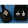 Vintage Set of 18K Gold Ring and Earrings with 36 Diamonds and 3 Natural Pearls