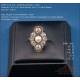 Vintage Set of 18K Gold Ring and Earrings with 36 Diamonds and 3 Natural Pearls