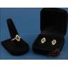 Beautiful set of 18K gold ring and earrings, diamonds and sapphire