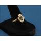Beautiful set of 18K gold ring and earrings, diamonds and sapphire