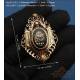 Antique 18K Gold Brooch with Diamond Flower and Pearl ca. 1870