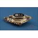 Antiguo broche de oro 18K con flor de diamantes y perla c 1870